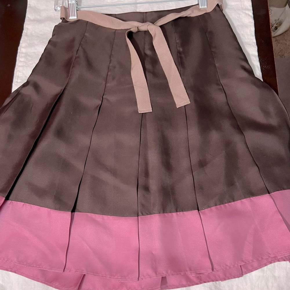 Gap 100% Silk Pleated Skirt with Tie Sz 0